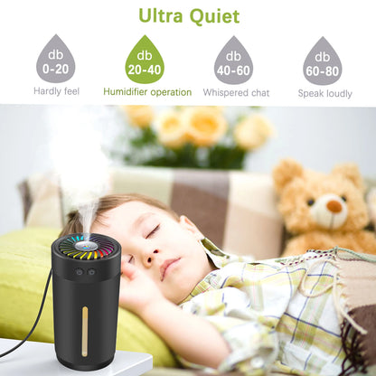 Mini Ultrasonic Humidifier USB with 7 Colors LED Light Dual Mist Modes